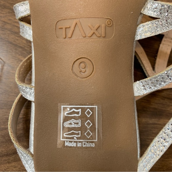 Taxi Heels Womens 9 Silver Strappy Prom Homecoming Formal Wedding Event - Picture 9 of 10